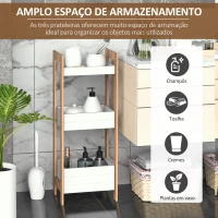 HOMCOM Móvel Auxiliar de banheiro com 3 Prateleiras Organizadoras de Bambu 27,5x20,8x74 cm Cor Branco e Natural(m-5)