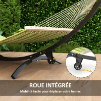 Outsunny Support de hamac en métal avec roues, pied de hamac charge maximale 150 kg avec chaînes crochets 337 x 118 x 118 cm noir(m-5)