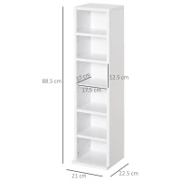 HOMCOM Set 2 Piese Rafturi cu 12 Etajere Reglabile pentru 204 CD-uri, 21x22.5x88.5 cm, Alb(m-3)