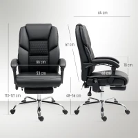 HOMCOM Scaun de Birou cu Masaj prin Vibrații, Spătar Înalt și Înălțime Reglabilă, 66x64x113-121 cm, Negru(m-3)