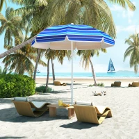 Outsunny Parasol de plage Ø 1,8 m grand parasol inclinable pliable protection solaire UPF50+ légère sac de transport multicolore(m-2)