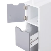 HOMCOM Colonna Bagno, Mobile Bagno Salvaspazio in Legno, Mobiletto con Armadietto, Ripiani e Cassetti, 15x33x136 cm, Grigio Chiaro(m-9)