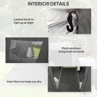 Outsunny 3 Man Camping Tent with Living Area and 2 Bedrooms, 3000mm Waterproof Family Tent with Sewn-in Groundsheet and bag, Portable Dome Shelter for Hiking, Festival, Backpacking, Drak Grey(m-6)