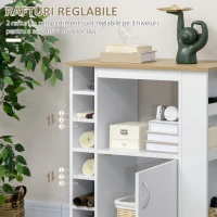 HOMCOM Cărucior de Bucătărie cu Dulăpior, 6 Compartimente de Depozitare și 3 Rafturi Laterale, 75x39.5x88 cm, Alb(m-5)