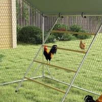 PawHut Hühnerstall, Freilaufgehege für Hühner, mit UV-beständiger Plane, Stahlgitter, Futterautomat, für 24-30 Hühner(m-8)