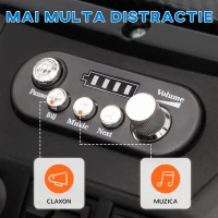 AIYAPLAY Mașinuță Electrică pentru Copii 3-8 Ani cu Telecomandă, Muzică, Faruri, Centură și Claxon, 120x80x75 cm, Albastru(m-9)