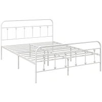 HOMCOM Double Minimalistic Metal Bed Frame - White(m-1)