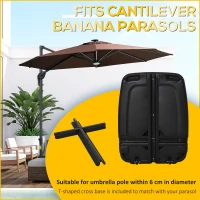 Outsunny Baza pentru Umbrela cu Brat Baza in T si Rotile, 80x60x17 cm, Negru(m-4)