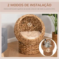 PawHut Cama destacável para gatos casa para animais de estimação Menos de 5 kg Design moderno Almofada macia e quente 42x33x52cm(m-6)