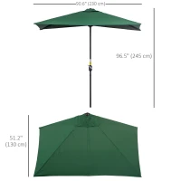 Outsunny Balcony Half Parasol Semi Round Umbrella Patio Crank Handle (2.3 m, Green)- NO BASE INCLUDED(m-3)