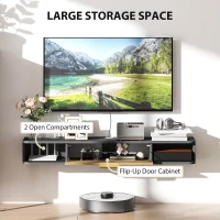 HOMCOM 120 cm Floating TV Stand with Storage - Charcoal Grey(m-5)