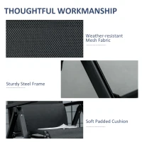 Outsunny Ligstoel voor Tuin - 70x65x111 cm Staal Mesh voor Tuin en Balkon, Zwart(m-6)