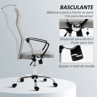 HOMCOM Cadeira de Escritório de Tecido de Malha Encosto para a Cabeça de PU Mecanismo de Inclinação 63x65x109-119 cm Cinza(m-6)