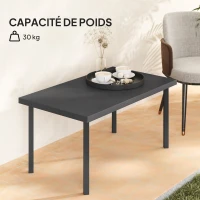 Outsunny Table basse de jardin rectangulaire table d'appoint avec effet grain de bois cadre en métal 95 x 55 x 46 cm noir(m-6)
