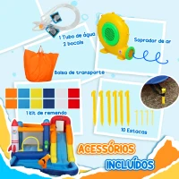 AIYAPLAY Castelo Insuflável com Insuflador 5 em 1 com Escorrega Piscina  Parede de Escalada e Canhão de Água 360x250x195 cm Multicor(m-9)