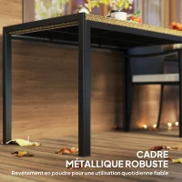 Outsunny Table de jardin rectangulaire 4 personnes en acier et plateau résine tressée PE effet rotin, dim. 120L x 70l x 72H cm(m-6)