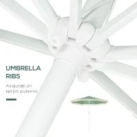 Outsunny Umbrelă de Grădină Înclinabilă cu Franjuri, Manivelă şi Tijă în 2 Secţiuni, Ø2.65x2.45 m, Verde(m-7)