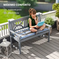 Outsunny Conjunto de 2 Almofadas para Banco de Jardim de 2 Lugares 120x50x5 cm Almofadas Retangulares  Impermeáveis Multicor(m-5)