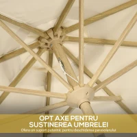 Outsunny Umbrelă de Grădină Înclinabilă pe 3 Niveluri cu Franjuri, Manivelă și Tijă cu 2 Secțiuni, Ø265x244 cm, Crem(m-7)