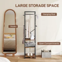 HOMCOM Multi-Storage Clothes Rack - Brown/Black(m-4)