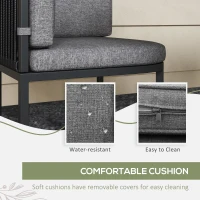 Outsunny 4-Seater Rattan Cube Garden Furniture Set with Cushions - Charcoal Grey(m-5)