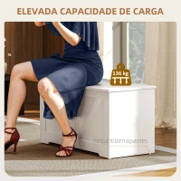 HOMCOM Baú de Armazenamento 100L Baú de Arrumação com Tampa e Dobradiça de Segurança 80x40x45 cm Branco(m-7)