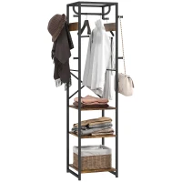 HOMCOM Multi-Storage Clothes Rack - Brown/Black(m-10)