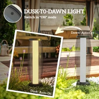 Outsunny Garden Solar Lamp, 71.5 cm Tall Metal Floor Lamp, Auto On/Off LED Solar Garden Light with Metal Wire Shade, IP44 for Outdoor, Porch, Pathway, Terrace, Black(m-5)