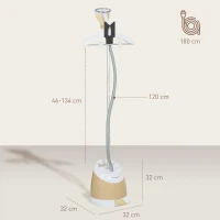 HOMCOM Aparat de Călcat Vertical cu Rezervor de Apă de 1,8l și Înălțime Reglabilă, 32x32x32 cm, Auriu(m-3)