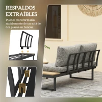 Outsunny Conjunto de Muebles de Jardín con 2 Sofás de 2 Plazas Mesa de Centro Ajustable y Cojines Gruesos para Exterior Gris(m-5)
