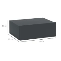 HOMCOM Noptieră Suspendată cu Sertar din PAL, 40x30x15 cm, Negru(m-3)