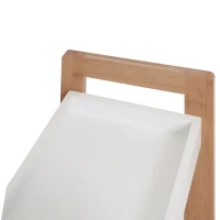 HOMCOM Móvel Auxiliar de banheiro com 3 Prateleiras Organizadoras de Bambu 27,5x20,8x74 cm Cor Branco e Natural(m-6)