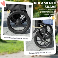 PawHut Carrinho para Cães Dobrável com Rodas Grandes Correias de Segurança Estrutura Amortecedora Almofada Lavável 124x67x100 cm Azul(m-6)