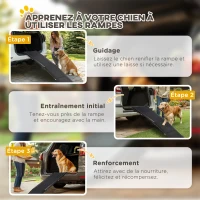 PawHut Rampe pliable pour chiens en alliage d'aluminium, avec surface antidérapante, facile à transporter, 158x43,5x2,5cm, noir(m-8)