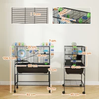 PawHut 3 Tier Large Hamster Cage on Wheels with 17 cm Deep Tray, Storage Shelf for Syrian, Gerbil, Rats(m-3)