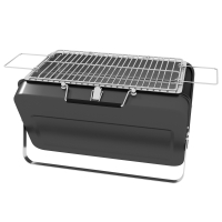 Outsunny Mini barbecue à charbon BBQ portable avec coque de valise barbecue de table pliable pour jardin, camping, pique-nique noir