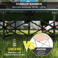 Outsunny Feldbett faltbar Campingbett mit Matratze Kopfkissen Seitentasche 187 x 67 x 37 cm Gästebett bis 150 kg Grau(m-6)