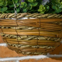 Outsunny Set 2 Plante Artificiale de Lavandă cu Ghiveci și Cârlig, Ø25x34 cm, Verde și Violet(m-9)