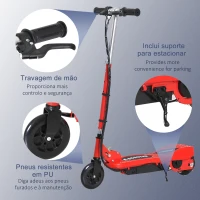 HOMCOM Trotinete Elétrica para Crianças + 7 Anos trotinete Dobrável com Altura Ajustável Bateria Recarregável 24V Velocidade até 12 km/h e Carga 50 kg 74x36x73-91 cm Vermelho(m-7)