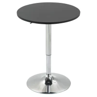 HOMCOM Mesa de bar ajustável em altura com base redonda e antideslizante para cozinha sala de jantar Ø60x69-93 cm Preto(m-1)