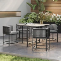Outsunny 4-Seater Rattan Cube Garden Furniture Set with Cushions - Charcoal Grey(m-9)