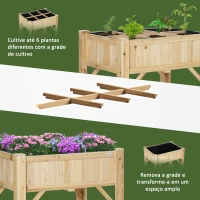 Outsunny Horta Vertical de Madeira 120x60x81cm Mesa de Cultivo com 6 Compartimentos e Prateleira Inferior para Plantas Flores Jardim Terraço Exterior Natural(m-8)
