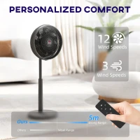 HOMCOM Pedestal Fan with Oscillating, Tilt, Adjustable Height, Black(m-5)