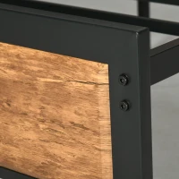 HOMCOM Industrial Double Bed Frame, 5FT Steel Bed Base with Headboard, Footboard, Slatted Support and Under Bed Storage, 142 x 195cm, Rustic Brown(m-9)