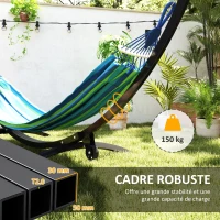 Outsunny Support de hamac en métal avec roues, pied de hamac charge maximale 150 kg avec chaînes crochets 337 x 118 x 118 cm noir(m-6)