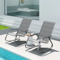Outsunny Set of Two Rocking Garden Chairs - Grey(m-2)