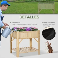Outsunny Horta Vertical de Madeira 120x60x81cm Mesa de Cultivo com 6 Compartimentos e Prateleira Inferior para Plantas Flores Jardim Terraço Exterior Natural(m-7)