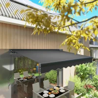 Outsunny Klemmmarkise mit Handkurbel höhenverstellbar Gelenkarmmarkise 250 cm breit UPF 50+ Grau(m-2)