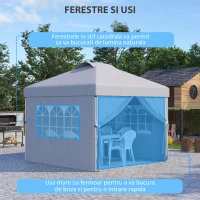 Outsunny Pavilion Pliabil cu Înălțime Reglabilă, Ușă, 2 Ferestre și Geantă de Transport, 297x297x284 cm, Gri Deschis(m-6)