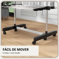 HOMCOM Estendal Vertical Dobrável de 4 Níveis com 6 Rodas 2 Laterais Dobráveis Prateleiras Ajustáveis 142x55x172cm Preto(m-7)